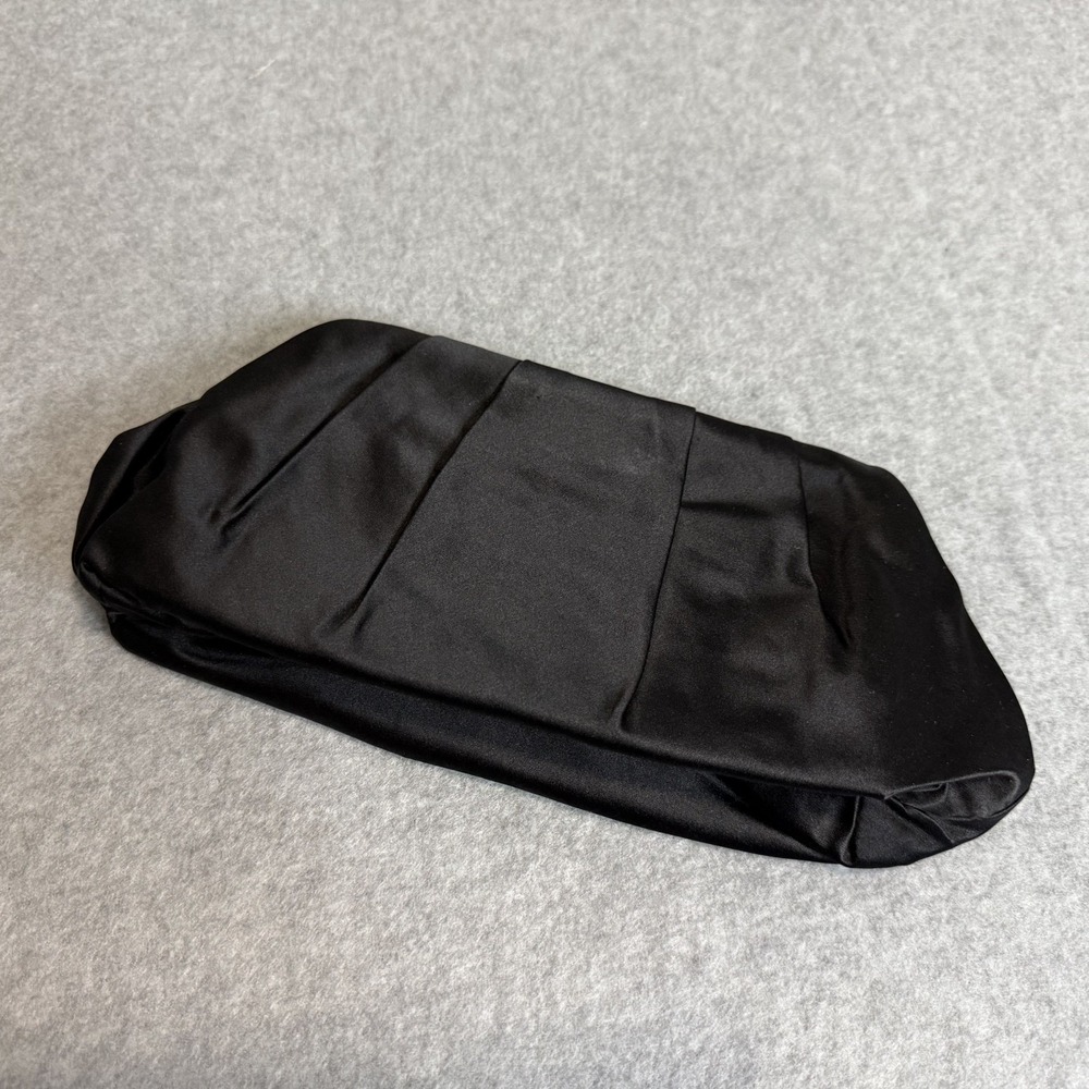J.CREW Black Silk Pleated Magnet Closure Small Clutch Evening Bag Purse